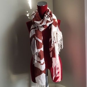 Burnt Orange and Cream Aztec Print Scarf